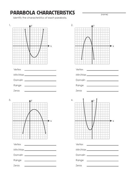 y2 3 x2 9 1. . Parabola pdf worksheets
